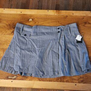 Sexy Pleated wrap Mini Skirt Gray Pinstripes